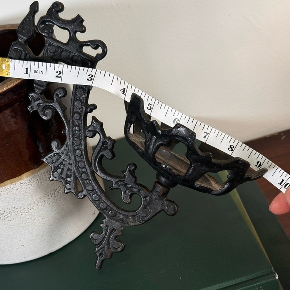 Vintage Iron Black Wall Sconce Candle Holder Brutalist Spanish